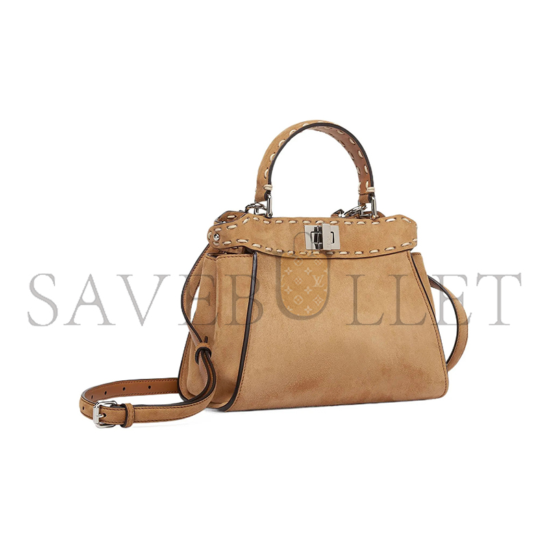 F**di mini suede selleria peekaboo brown totes 8bn244am2zf0xul (23*20*7cm)